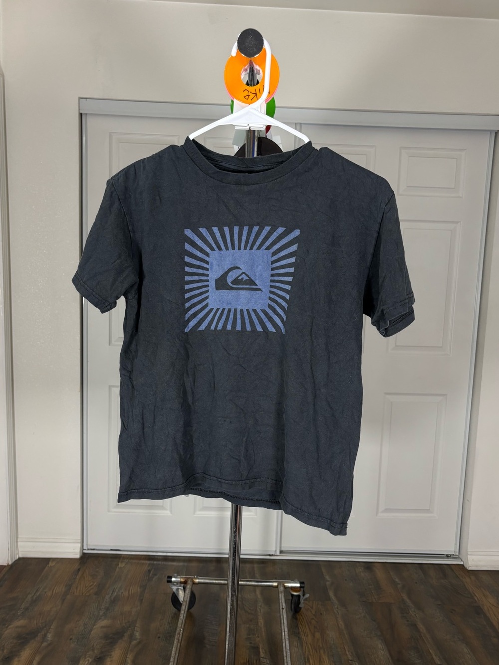 Quiksilver Black Short-Sleeve Tee with Blue Sunburst Logo